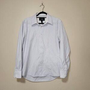 Cultura White Pinstripe Long Sleeve Button Up Embroidered‎ Mens Size Large